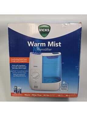 Vicks Warm Mist Humidifier VWM705 Filter-Free 1 Gallon Blue NEW Open Box